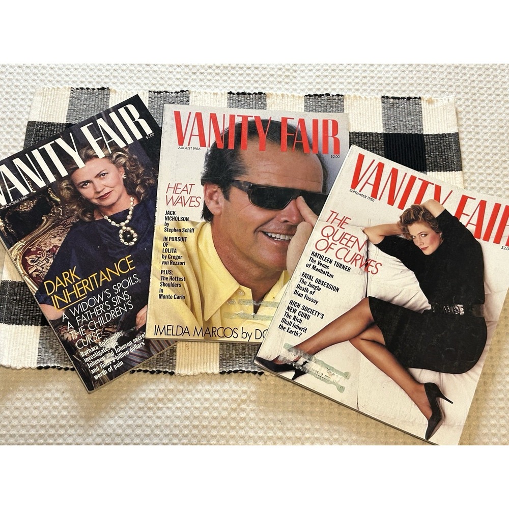 Vanity Fair Magazines 1986 (3) Jack Nicholson Kathleen Turner, Johnson & Johnson